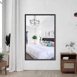 Modern Rectangle Bathroom <b>Mirror</b> 60\"x40\" Oversized <b>Large</b> Wall <b>Mirrors</b> with Black <b>Frame</b> Decorative for Living Room Bedroom - Product Image 3