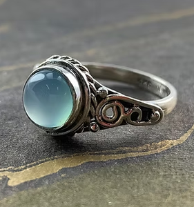 Bague en argent sterling faite à la main avec pierre précieuse naturelle de calcédoine aqua, fournisseur en gros JAIPUR SILVER - Product Image 2