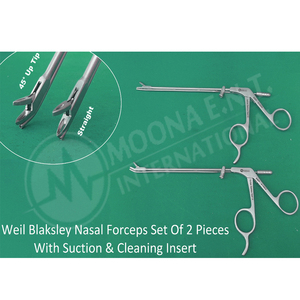 Weil Blakesley Rhinoforce II Punch Forcep 2 pièces, angle de la pointe 45° °   Instrument chirurgical ORL à pointe droite avec canal d'aspiration, taille 2 - Product Image 2