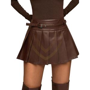 Jupe Courte Vintage en Cuir Véritable pour Femme, Style Formel, Taille Naturelle, Respirante et Écologique - Product Image 1