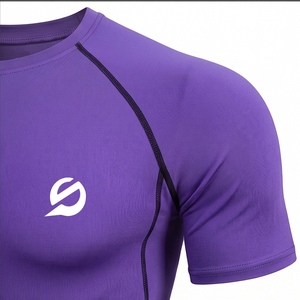 T-shirt de sport à manches courtes pour homme, compression personnalisée, sous-vêtement de sport, t-shirt de base pour la gym et le fitness - Product Image 4