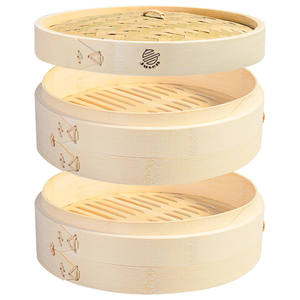 Ensemble de cuiseurs vapeur en bambou avec couvercle pour raviolis, dim sum, légumes, fruits de mer, restaurant, cuisine à domicile - Product Image 1