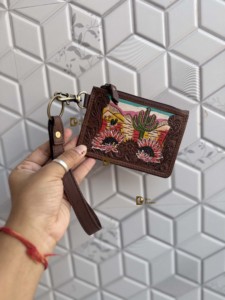 High Quality Genuine Leather Card Holder Stylish Clutch Coin Purse Hand Tooled Leather Bohemian Style Brown Colour <b>Women</b> <b>Wallet</b> - Product Image 4