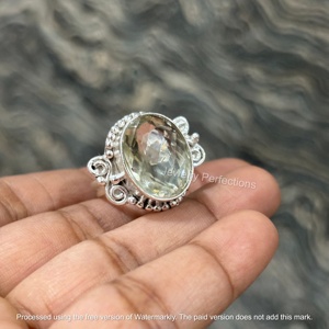 Anillos de Amatista Verde Natural Hechos a Mano con Baño de Plata sobre Latón para Mujer, Venta al Por Mayor para Fiestas, Precio de Fábrica, Joyería de Alta Calidad - Product Image 2