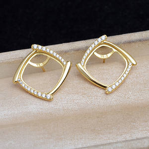 Pendentif carré en argent 925 en forme de coquille de cheval, support vide, accessoire de bricolage, composant de bijoux semi-fini irrégulier, 15,1-15,3 - Product Image 2