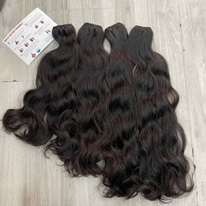 Disponible en stock : Lots de cheveux humains bruts vietnamiens, super double drawn, ondulés naturels, couleur noire. - Product Image 5