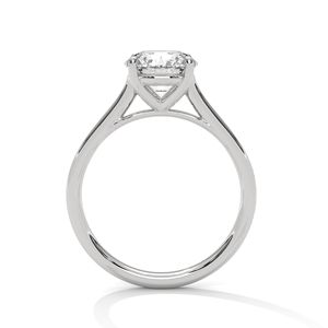Bague de fiançailles classique solitaire en diamant de laboratoire rond en or – Bague de mariée intemporelle à quatre griffes minimaliste pour femme - Product Image 4