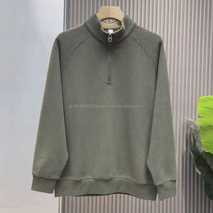 Sudadera Casual de Otoño Invierno para Hombre, con Hombros Caídos, Gruesa, con Media Cremallera, Color Sólido, Cuello Alto Informal - Product Image 2