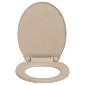Asiento de Inodoro Ovalado Beige con Cierre Suave y Liberación Rápida - Product Image 5