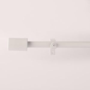 Modern White Cylinder <b>Curtain</b> Pole with <b>Rings</b> for Bathroom Minimalist Design - Product Image 2