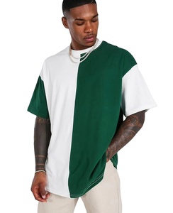 Custom Men Two Tone T Shirt 100% Cotton Embroidered <b>Logo</b> Graphic Streetwear Eco Friendly Thick Breathable Tee - Product Image 1