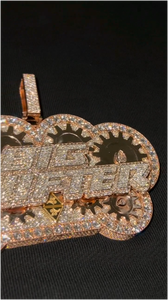 จี้เพชรโมอิสซาไนต์เงินแท้ 925 แบบสั่งทำพิเศษ สไตล์ฮิปฮอป ประดับเพชรเต็มชิ้น ชุบโรเดียม รับรองโดย GRA - Product Image 4