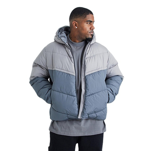 Fashion Style Solid Color Canvas Patchwork Stand Collar Hooded Waterproof Thick <b>Warm</b> Winter Puffer <b>Jacket</b> for <b>Men</b> - Product Image 4