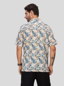 Chemise décontractée à manches courtes pour homme, à imprimé floral, simple boutonnage, anti-boulochage et écologique, idéale pour toutes les occasions. - Product Image 3