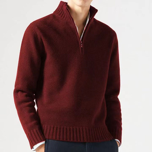 Pull en cachemire pur à 100 % pour homme, col zippé mi-haut, chaud, épais, couleur unie, tricoté, traitement anti-plis, idéal pour l'hiver - Product Image 5