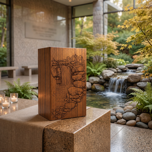 Handcrafted Wooden Urn <b>Box</b> Engraved <b>Memorial</b> Keepsake Cremation Urn American Style for Home Remembrance - Product Image 6