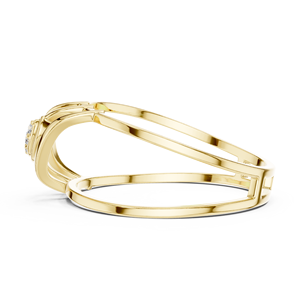 Anillo de oro macizo de 14k para mujer con diamantes de corte redondo minimalista de banda dividida, ideal para regalo, compromiso, aniversario, boda - Product Image 2