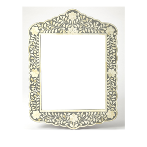 Espejo Rectangular de Diseño Moderno con Incrustaciones de Hueso, Hecho a Mano, con Patrón Floral de Hojas en Blanco y Negro, Decoración de Pared - Product Image 5