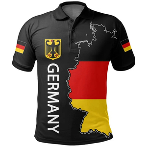 Camiseta de Fútbol de Alemania para Hombre, Manga Corta, Cuello Camisero, Impresión por Transferencia de Calor, Transpirable, Absorbe la Humedad, Corte Regular, con Botones - Product Image 2