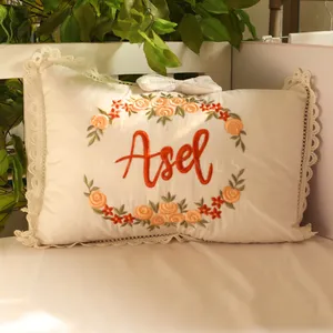 Housse de coussin vintage brodée à volants, taie d'oreiller personnalisée, housse décorative florale en jacquard pour la maison et l'hôtel - Product Image 3