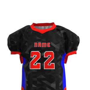 Camiseta de Fútbol Americano Negra Personalizable con Cuello en V, Manga Corta, Impresión Sublimada y Absorción de Humedad para Hombre - Product Image 3
