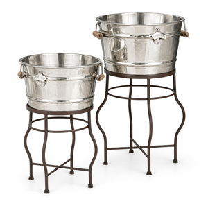 Factory Price Galvanized Beverage Tub with Stand Metal Ice Bucket Standing Wine <b>Cooler</b> Party <b>Drink</b> Chiller for Beer Champagne - Product Image 4
