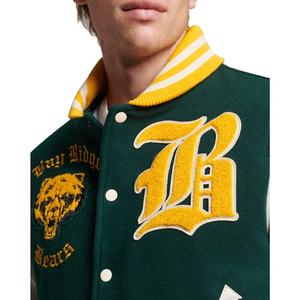 Veste universitaire Letterman pour homme, logo personnalisé, grande taille, manches en cuir, patch en laine vierge, broderie chenille, coupe-vent d'hiver - Product Image 4