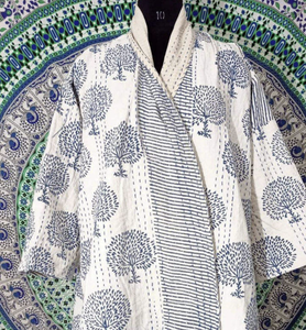 Printed Kantha Cotton Eco-Friendly <b>Jacket</b> <b>Women</b> Long Sleeve Loose Fit Woven <b>Spring</b> Summer Autumn Casual Wear - Product Image 3