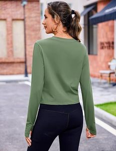 Wholesale Women Reversible <b>Long</b> <b>Sleeve</b> Yoga <b>Tops</b> Manufacturer Custom Logo OEM Sportswear Athletic Fitness Workout <b>Gym</b> Training - Product Image 3