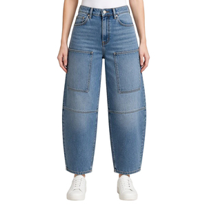 Premium <b>Women</b>’s Urban Denim <b>Jeans</b> Trendy Loose Fit High Quality <b>Stretch</b> Cotton Streetwear <b>Jeans</b> Wholesale OEM ODM Supplier - Product Image 1