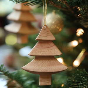 Ornement de Noël en bois en forme d'arbre, artisanat, décoration suspendue pour la décoration des fêtes - Product Image 2