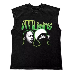 Camiseta sin mangas de punto oversize estilo streetwear para gimnasio, corte personalizado, de algodón/spandex, con cuello en V, para hombre - Product Image 1