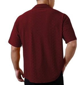 Chemise décontractée pour homme à manches courtes, respirante, à motif de points, col rabattu, en coton pour l'été - Product Image 4