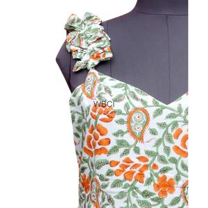 Robe longue trapèze indienne imprimée au bloc pour mariage, 100 % coton, idéale pour l'été, design moderne et élégant pour femme - Product Image 3