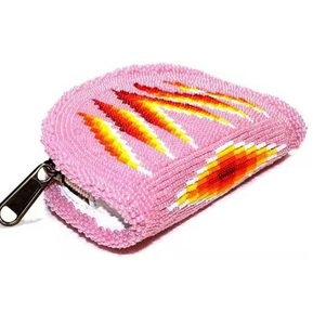 Luxury Beaded Coin <b>Purse</b> With Seed Beads Embroidery Design Custom Seed Beads Embroidered Coin Pouch With Zipper Style - Product Image 1