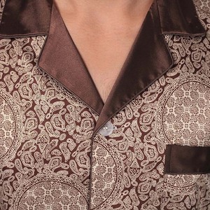 sleepwear silk satin custom sublimation print mens <b>pajamas</b> sleepwear <b>suit</b> set Solid Color Classical Sleepwear Autumn - Product Image 4