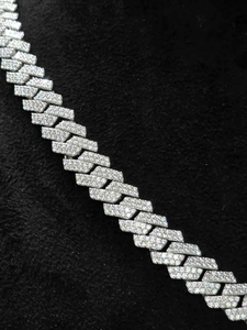Collar de Lujo con Moissanita y Plata 925, Diseño Espiga, Bañado en Rodio, Joyería Hip Hop, Uso Diario, Unisex, Regalo, Fiesta - Product Image 5