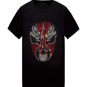 Camiseta Retro Streetwear de Jersey Sólido Transpirable con Pedrería, Algodón Lavado, Ajuste Holgado, Moda Hip Hop, Unisex, para Hombre - Product Image 1
