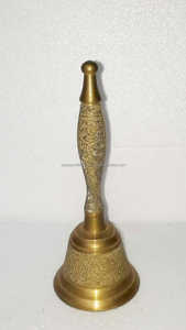 Campana de mano de Metal de latón de alta calidad 2024 para oración y celebración brillante con diseño de acabado grabado para uso decorativo - Product Image 2