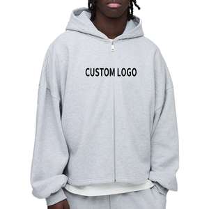 Sweat à capuche zippé pour homme, surdimensionné, de haute qualité, style vintage, effet délavé soleil et usé, délavé à l'acide - Product Image 5