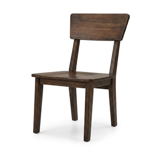 Fauteuil de salon moderne en teck foncé, fauteuil d'appoint en bois massif fait main avec dossier incurvé, mobilier de maison - Product Image 1