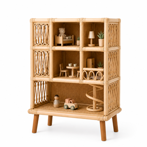 Armoire de présentation classique en rotin, mobilier pour enfants, chambre de bébé, artisanat haut de gamme, armoire de rangement haute tressée - Product Image 1