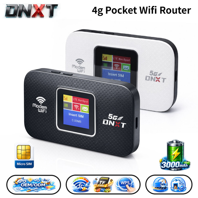 DNXT Portable Wifi WiFi6 300Mbps Mini Wifi De Poche WPS 4g Router Sim Card AP Mode Type-C Universal Wifi Portable for Travel Use