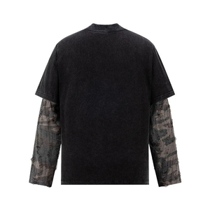 T-shirt en coton à manches longues pour homme, imprimé personnalisé, coupe oversize, épaules tombantes, thermique - Product Image 2