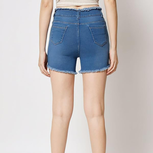 Women's Breathable Quick Dry 100% Cotton Denim Shorts Elastic Waist Custom Printed 180g Customizable High Quality Custom Sizes - Product Image 5