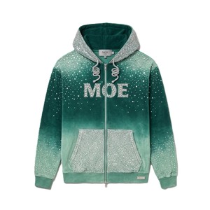 Oversized Bling Rhinestone Zip Hoodies Heavyweight <b>Thick</b> <b>Fleece</b> Streetwear Custom Logo Low MOQ High Quality Wholesale - Product Image 2