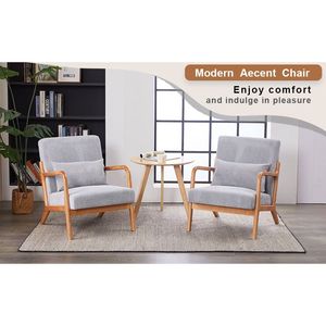 Poltrona Moderna Mid-Century con Struttura in Legno Massello e Cuscino per Soggiorno e Lettura, Sedia Imbottita - Product Image 5