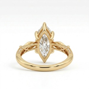 Anillo de Compromiso Vintage con Diamante Cultivado en Laboratorio de 3CT, Corte Marquesa, Anillo Solitario Grabado en Oro Sólido de 14K para Boda y Aniversario - Product Image 5