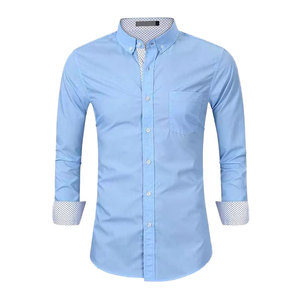 เสื้อเชิ้ตยีนส์ผู้ชายแบบใหม่ล่าสุด ปิดกระดุมแบบสั่งทำพิเศษ ดีไซน์ปกเสื้อแบบพับได้ สวมใส่สบายๆ - Product Image 1