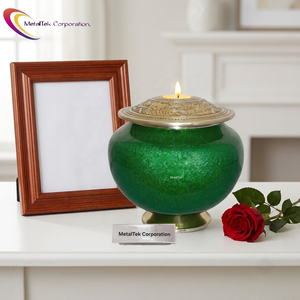 Green Tealight Cremation Urn Metal <b>Keepsake</b> Decorative Memorial <b>Ashes</b> Vessel Mini Candle Urns Wholesale Bulk Custom Burial Jars - Product Image 1